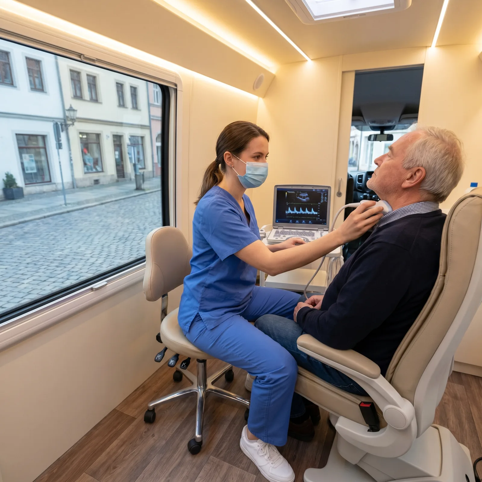 Carotid ultrasound (TSA) scan in mobile unit